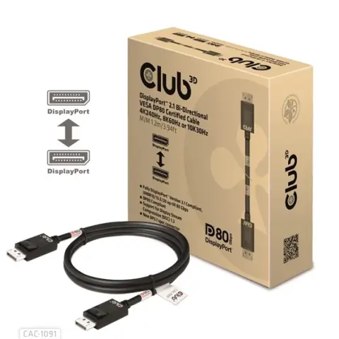 CLUB3D DisplayPort 2.1 Povezovalni kabel Črn 1.2m CAC-1091