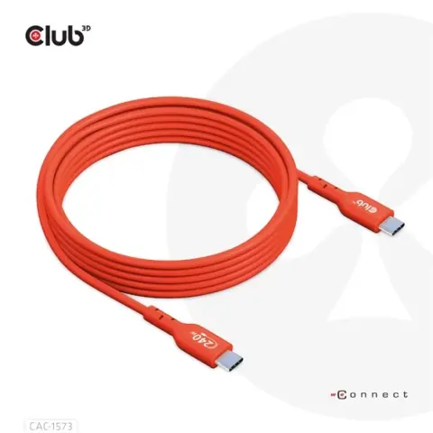 CLUB3D USB 2.0 Type C Interconnecting Cable Red 2m CAC-1573