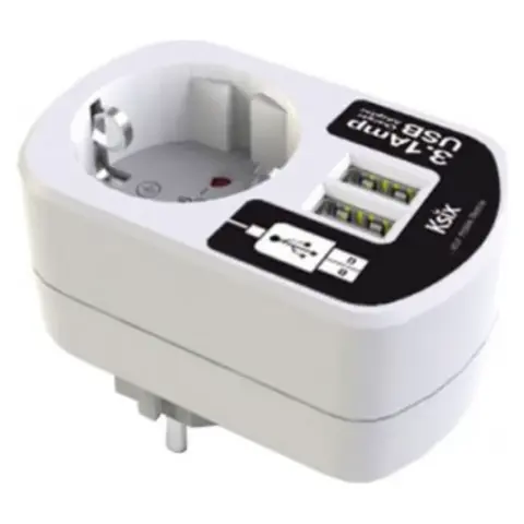 KSIX KSIXBXCDAU01 Fali aljzat 2x USB fehér védett