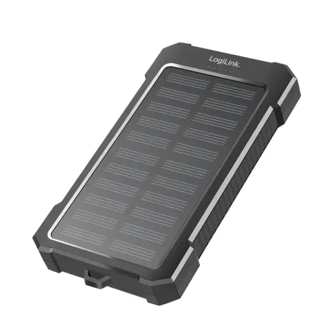 LOGILINK Napelemes Power Bank 10000mAh zseblámpával 12W fekete