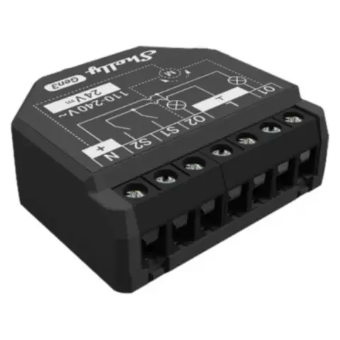SHELLY 2PM Gen3 WiFi + Bluetooth két áramkörös okosrelé áramfogyasztás-méréssel fekete