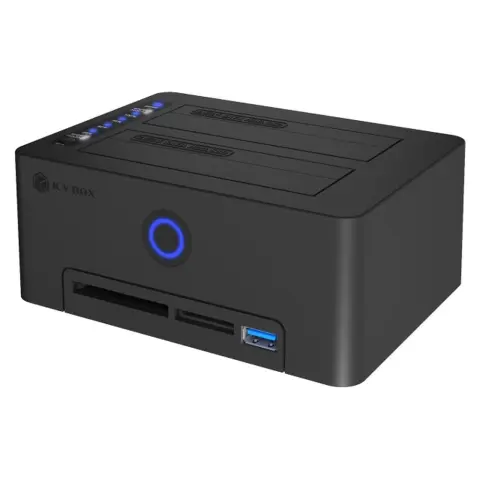 ICY BOX IB-1233CL-CR 2x 2.5"-3.5" SATA HDD/SSD klónozó kártyaolvasóval USB3-A fekete