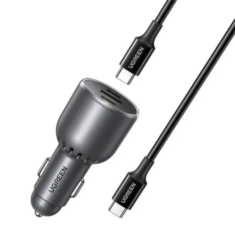 UGREEN EC705 Autós töltő 2x USB-C 1xUSB 130W + 1m 5A kábel fekete