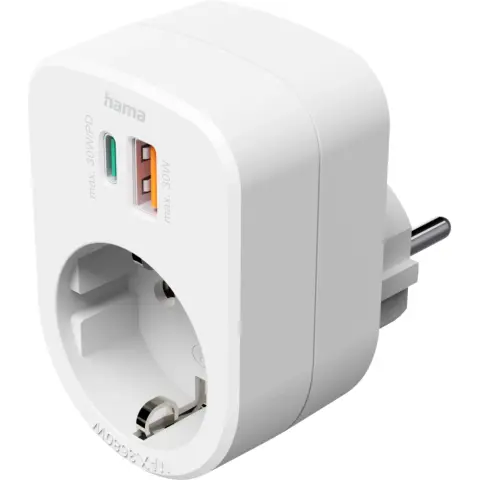 HAMA 223343 Fali aljzat 1x USB-A 1x USB-C fehér