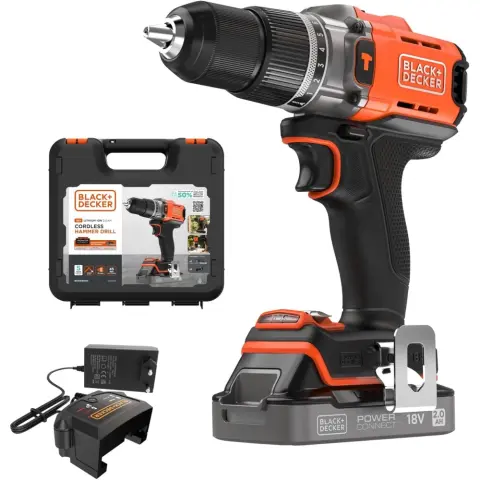 BLACK AND DECKER BCD383D1XK-QW Akkumulátoros ütvefúró-csavarozó 18V + 2x2.0Ah akku + töltő