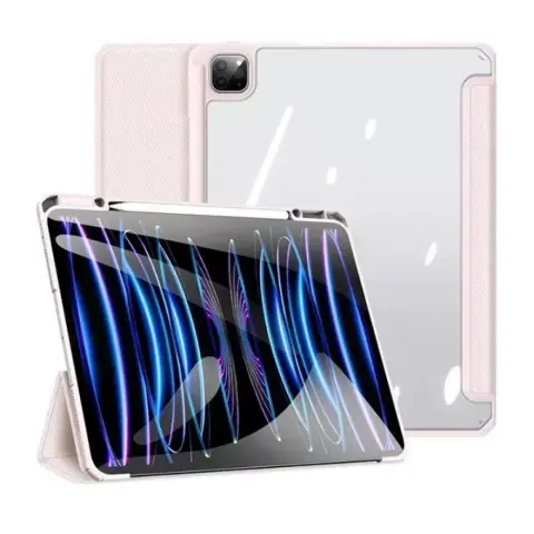 DUX DUCIS Toby Smart Case mappa tok légpárnás sarok közepesen ütésálló érintőceruza tartó átlátszó hátlap Apple iPad Pro 13 (2024) rózsaszín