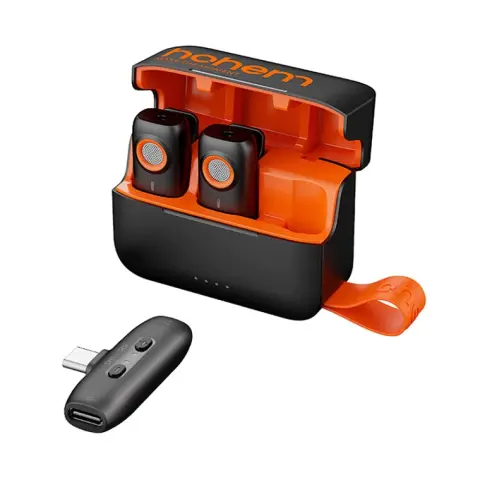 HOHEM MIC-01 Mikrofon (2TX + 1RX) + töltőtok fekete USB-C