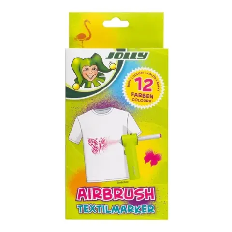 JOLLY Airbrush Textile 12 darabos kétvégű színes textilmarker utántöltő készlet