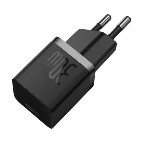 BASEUS GaN5 mini Mains Fast Charger 30W USB-C with 1m cable black