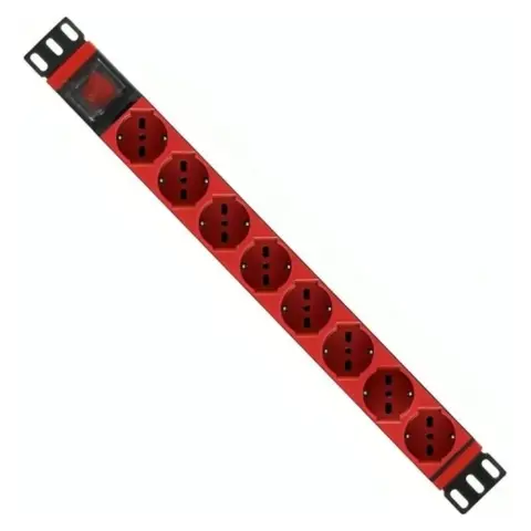 WP WPN-PDU-G01-08/R Razdelilnik 8 vtičnic 2m črno-rdeč s stikalom