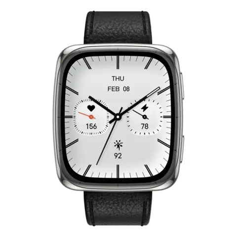 AMAZFIT Active 2 (Square) Premium NFC okosóra bőr szíj fekete
