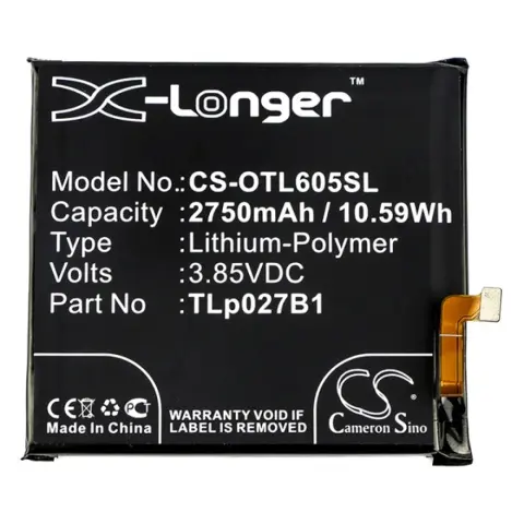 CAMERON SINO Alcatel Idol 5 CAMERON SINO Battery 2750mAh LI-Polymer CAC2710006C1/TLp027A1/TLp027B1 compatible