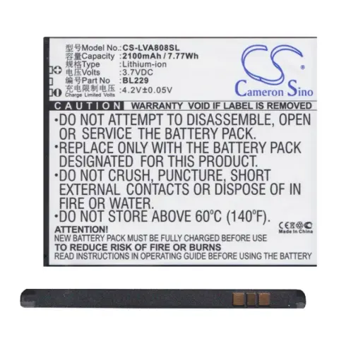 CAMERON SINO Li-Ion battery 3.7V/2100mAh Lenovo BL229 compatible BLACK