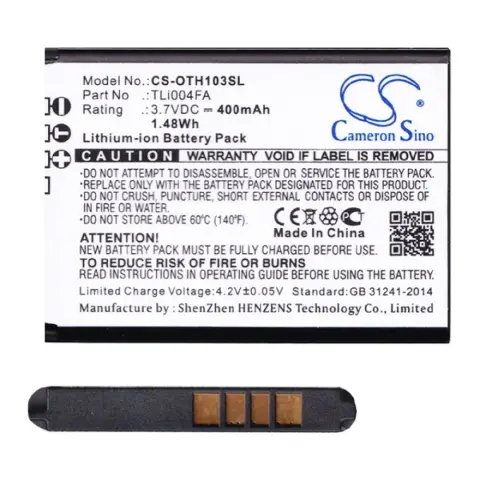 CAMERON SINO Alcatel OT-1066D CAMERON SINO Li-Ion akku 3.7V/400mAh Alcatel TLi004FA kompatibilis FEKETE