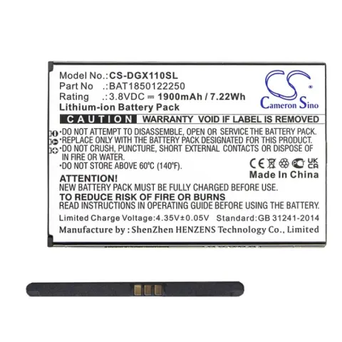 CAMERON SINO Doogee X11 CAMERON SINO Li-Ion battery 3.8V/1900mAh Doogee BAT1850122250 compatible BLACK