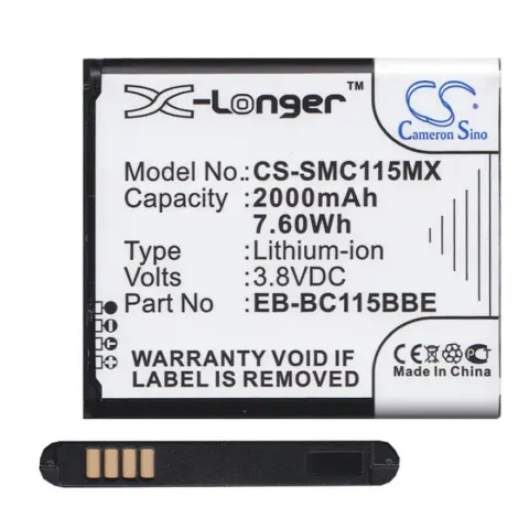 CAMERON SINO Samsung K-Zoom CAMERON SINO Li-Ion battery 3.8V/2000mAh Samsung EB-BC115BBC compatible BLACK