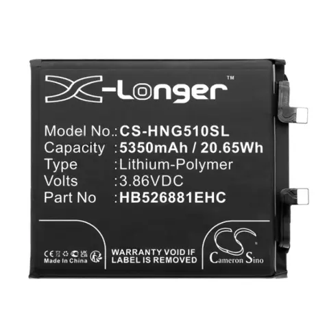 CAMERON SINO Honor Magic 5 Pro 5G CAMERON SINO Li-Polymer akku 3 Honor HB526881EHC kompatibilis FEKETE