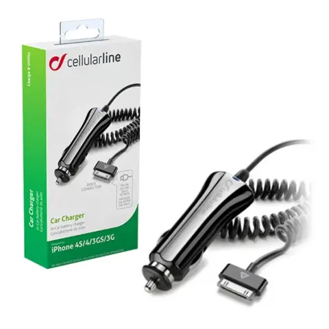 CELLULARLINE iPhone 2G autós töltő 3.5W + fix 30 pin kábel MA591G kompatibilis fekete