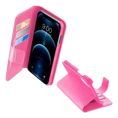 CELLULARLINE iPhone 12 Pro Max CELLULARLINE BOOK AGENDA tok álló bőr hatású FLIP RFID RÓZSASZÍN