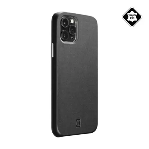 CELLULARLINE iPhone 12 Pro Max CELLULARLINE ELITE műanyag telefonvédő mikrofiber belső valódi bőr hátlap FEKETE