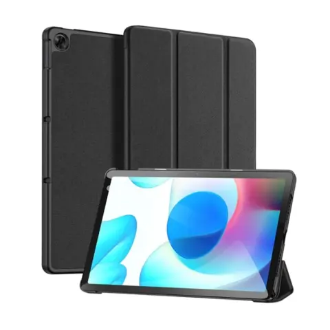DUX DUCIS Realme Pad DUX DUCIS DOMO tok álló bőr hatású aktív FLIP textil minta FEKETE
