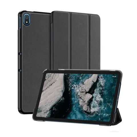 DUX DUCIS Nokia T20 LTE DUX DUCIS DOMO tok álló bőr hatású aktív FLIP textil minta FEKETE