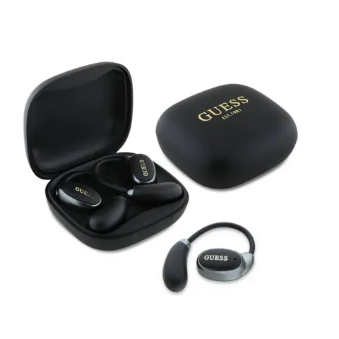 GUESS SATIN CLASSIC LOGO bluetooth fülhallgató SZTEREO v5.4 mikrofon + töltőtok FEKETE