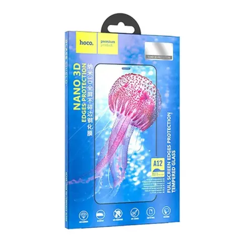 HOCO iPhone 12 Pro Max HOCO A12 képernyővédő üveg 3D 9H FEKETE