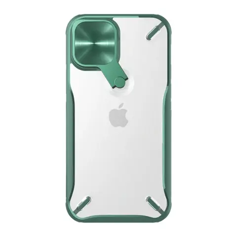 NILLKIN iPhone 12 mini NILLKIN CYCLOPS műanyag telefonvédő ütésállóság kitámasztó SÖTÉTZÖLD