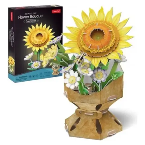 CUBICFUN 3D puzzle játék 102 darabos Virágcsokor napraforgóval