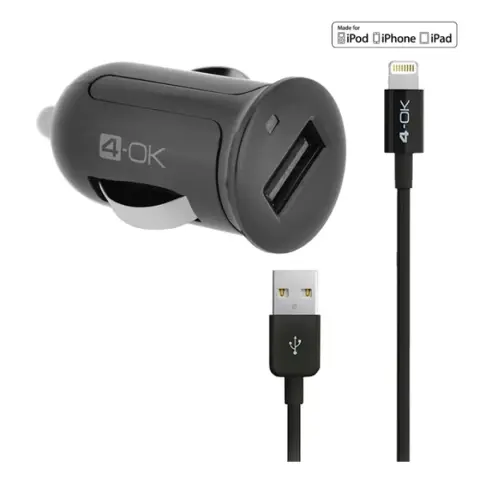 Blautel 4-OK autós töltő USB aljzat 12W + lightning kábel