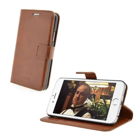 iPhone 6S Plus 5.5 4-OK portrait phone case leather-effect FLIP with card pocket BROWN