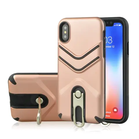 GIGAPACK iphone xs max 6.5 defender műanyag telefonvédő ütésállóság fém kitámasztó rozéarany