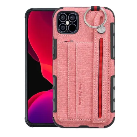 GIGAPACK iphone 12 mini szilikon telefonvédő ütésállóság textil hátlap + kézpánt rózsaszín