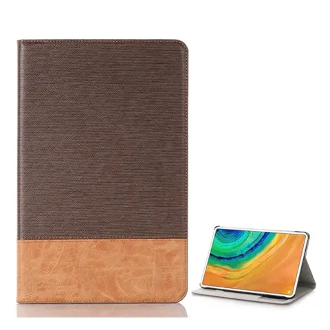 GIGAPACK Huawei MatePad Pro WIFI tok álló bőr hatású aktív flip textil minta sötétbarna