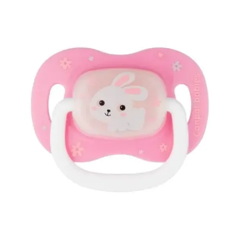 CANPOL BABIES Szilikon szimmetrikus cumi 18hó+ Bunny&Company - rózsaszín
