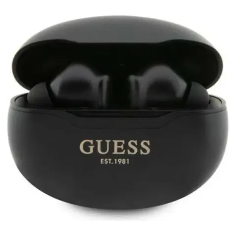 GUESS METALIC FINISH bluetooth fülhallgató SZTEREO v5.3 mikrofon + töltőtok FEKETE