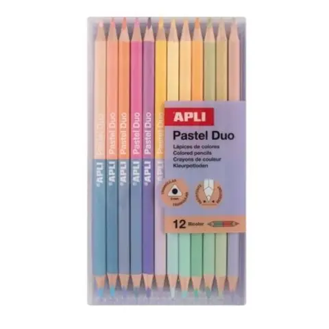 APLI Pastel Duo Színes ceruza készlet kétvégű háromszögletű 24 pasztel szín