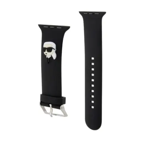 KARL LAGERFELD Apple Watch Series 11 42mm KARL LAGERFELD KARL HEAD NFT pótszíj egyedi méret fém csat FEKETE