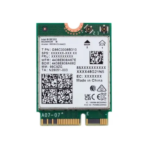 INTEL BE202.NGWG.NV WiFi 7 no vPro Wireless M.2 kártya (csak Intel platform kompatibilis. 13. gen vagy újabb)