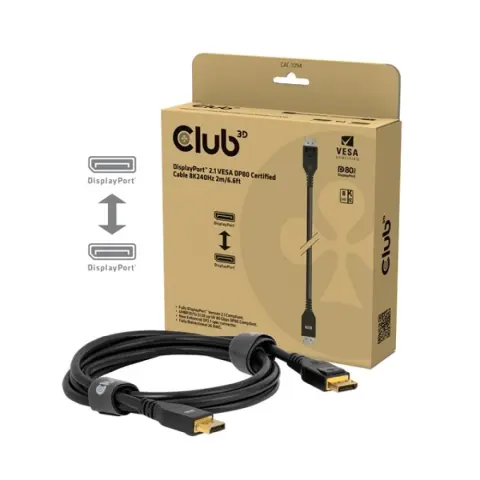 CLUB3D DisplayPort 2.1 povezovalni kabel Črn 2m CAC-1094