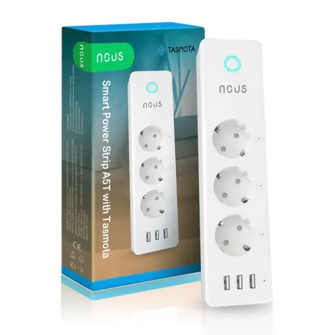 NOUS A5 Power strip 3 sockets 3x USB 1.5m white with switch Tasmota