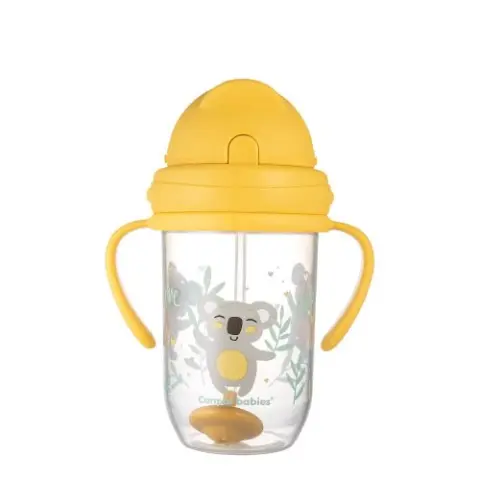 CANPOL BABIES Súlyozott szívószálas itatópohár 270ml 6hó+ EXOTIC ANIMALS - sárga