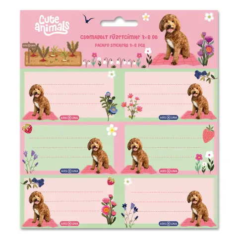 ARS UNA Cute Animals 3x 6 darab füzetcímke Doggie