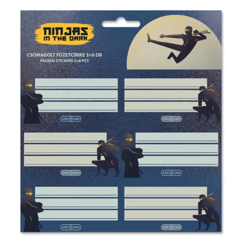 ARS UNA Ninjas in the dark 3x 6 darab füzetcímke