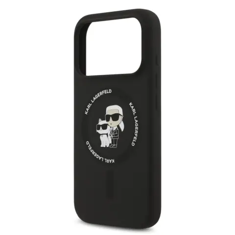 KARL LAGERFELD Liquid Silicone MagSafe tok iPhone 17 Pro / iPhone 18 Pro Karl and Choupette fekete