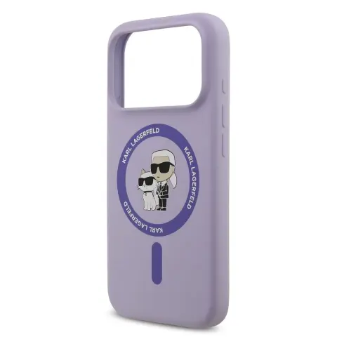 KARL LAGERFELD Liquid Silicone MagSafe tok iPhone 17 Pro Max / iPhone 18 Pro Max Karl and Choupette lila