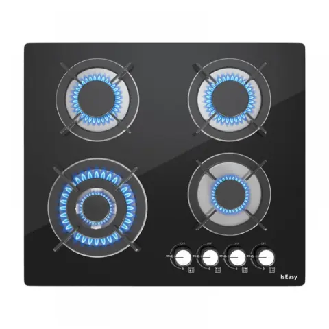 ISEASY MGBG-604B glass gas hob 60cm Black