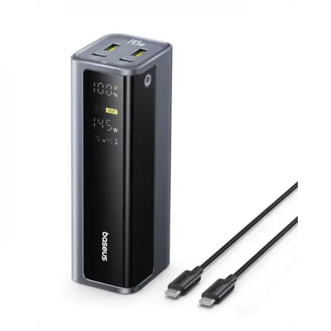 BASEUS EnerGeek GP12 Power Bank 20800mAh 145W + 100W USB-C kabel crni