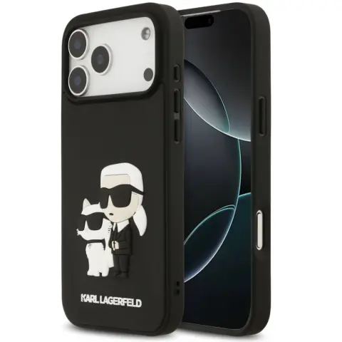 KARL LAGERFELD 3D Rubber hátlaptok iPhone 17 Pro Max / iPhone 18 Pro Max Karl and Choupette fekete